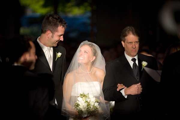 bride walking down the aisle-real wedding photo by Seattle photographer J. Garner
